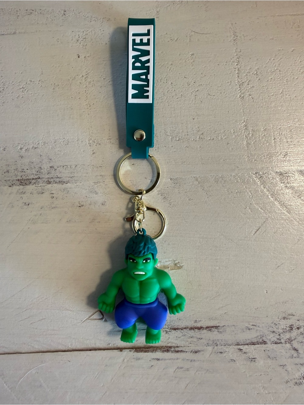 Green Rage Hero Keychain Figure Comic Style Key Ring